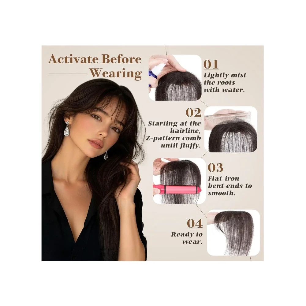 S-noilite Clip in Bangs 100% Real Human Hair 3D Air Bangs Dark Brown Natural